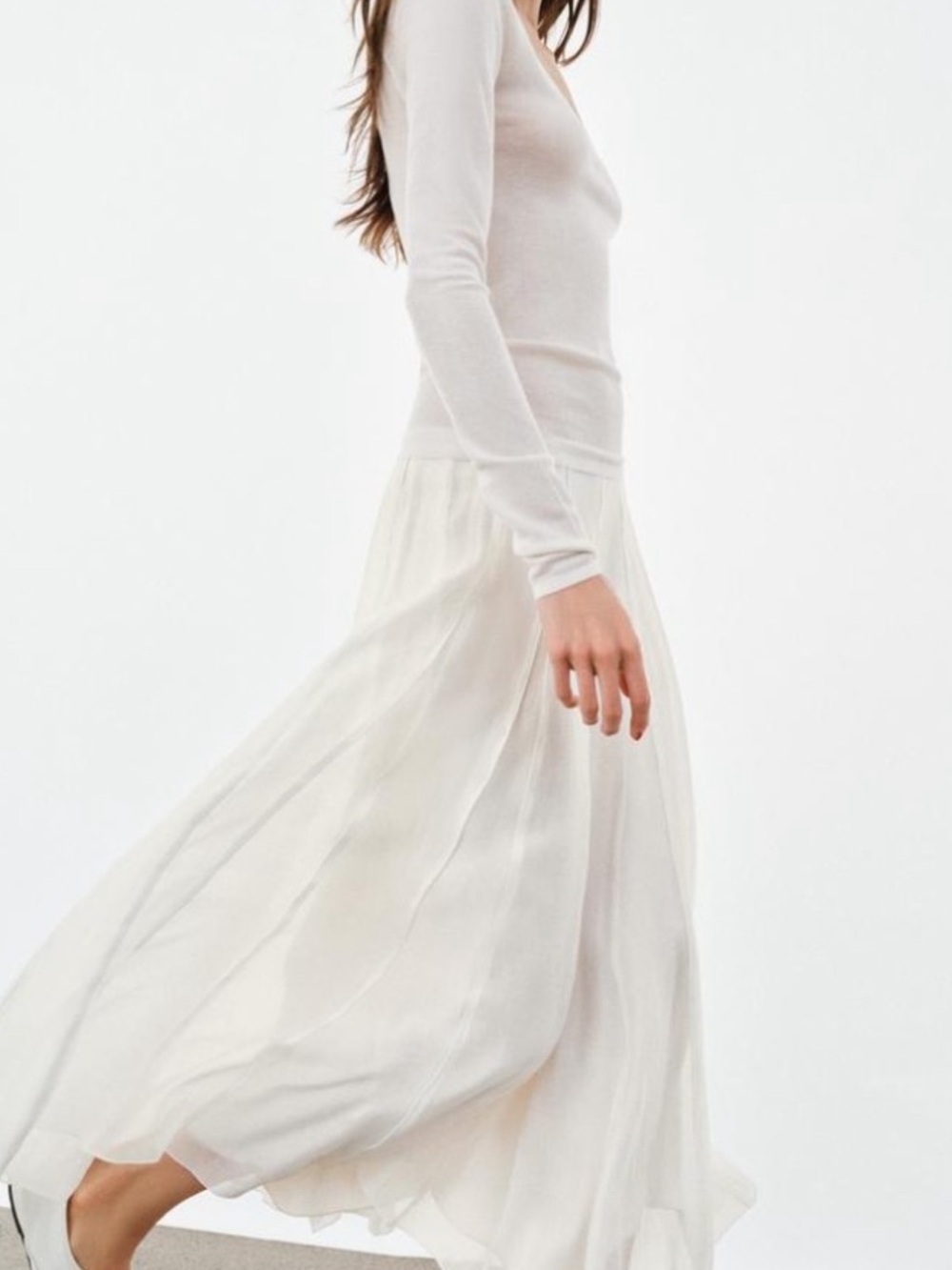 Zara White Pleated Maxi Skirt - Picture 5 of 9